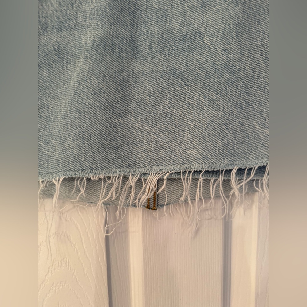 REDONE x Pam Anderson Mid Rise Wrap Denim Mini Skirt Maliblue Blue Size 26 - Picture 5 of 16